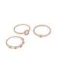 Rose Gold Purple Diamante Rings 3-PACK - M l
