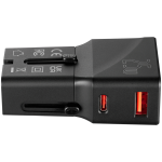 Volkano Globetrotter Series 25W Dual USB + Type-c MINI Travel Adaptor VK-8028-BK