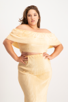 Laura Plisse Off-shoulder Top - Latte - XL