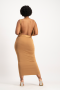 Ashely Draped Backless Midi Dress - Toasted Coconut - L