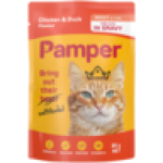 Pampers Pamper Chicken & Duck Flavoured Adult Cat Food In Gravy Pouch 85G