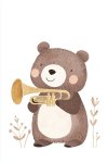 Bear With Trumpet - Wall Art Print - A1