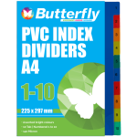 A4 File Dividers Pvc 140 Micron Numbered 1-10 – FIL044