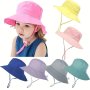 1pc Cute Fisherman's Hat With Breathable Drawstrings - Wide Brim Sun Protection Bucket Hat For Outdoor Travel Beach Parties Boys And Girls Accessories