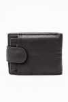 Genuine Leather Bi Fold Stitch Detail Wallet With Coin Pouch Credit Card Holder Black