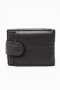 Genuine Leather Bi Fold Stitch Detail Wallet With Coin Pouch Credit Card Holder Black