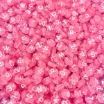 50 100 200PCS Transparent Plastic Pink Letter Loose Beads Diy Jewelry Making Accessories Handmade Material Art Craft Necklace Br