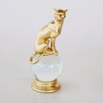 Gold Leopard On Glass Ball – 23X10X9CM