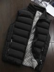 Men's Casual Warm Thick Padded Vest With Zipper Pockets For Fall Winter