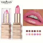 Yabaolian Shimmer Metallic Lipstick Set Waterproof Long-lasting Lip Makeup Glow Shimmer Shine Lip Gloss Variety Pack 12 Shades Y