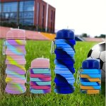 1PC Portable Silicone Colorful Folding Sports Cup Creative Leakproof Collapsible Water Bottle For Outdoor Running Hiking Mountai