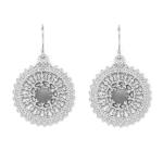 Silver Tone Round Filigree Drop Earrings