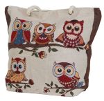 Fino Maxi Canvas Tote Bag With Butterfly Print Design - Beige
