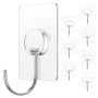 Large Adhesive Hooks For Hanging Heavy Duty Wall Hooks Self Adhesive Towel Coat Hooks Waterproof Transparent Hook For Bathroom Shower Kitchen Keys Doo