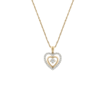 Yellow Gold & Sterling Silver Cubic Zirconia Double Heart Pendant On A Chain