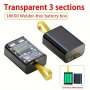 Diy 18650 Battery Charger Box Transparent 3-SECTION Welder-free Power Bank Case With Lanyard Design Polyethylene Material 36V Operating Voltage Battery/usb Dual Power Mode