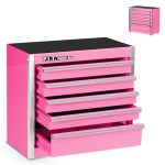 P.i.t. MINI Tool Box 8.6"W X 4.6"D Portable 5-DRAWER Micro Steel Stackable Toolbox With Liner Pink Cute Tool Case For Small Tool