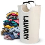 90L Large Laundry Basket Collapsible Laundry Bag Freestanding Tall Clothes Hamper Foldable Washing Bin White