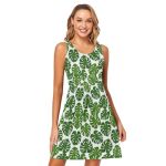 Alaza Monstera Leaf Seamless Women's Summer Dress Sun Dress Sleeveless With Pockets M