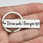 1PC Safety Driving Slogan Stainless Steel Keychain For Men Women Parents Driver Couple Keychain Gift For Husband Boyfriend