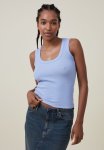 Cotton On The One Organic Rib Scoop Tank - Soft Blue