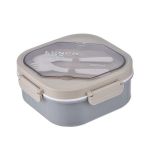 Lunch Box With Spoon Fork Grid Double Layer Food Presevation Microwave Safe