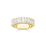 Ring White Stones Pav Gold - 54