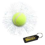 3D Simulation Car Window Crack Decal Sticker - Tennis Ball Design & Keyring