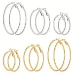 1 Pair Of Large Loop Steel Needle Earrings For Women Metal Fashion All Match Personalized Loop Earrings