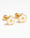 Kids Gold Plated Surgical Steel Pink Rose Cubic Zirconia Stainless Steel Flat Back Studs