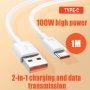 High-power 100W Fast Charging USB To Type-c Data Cable 6A Pvc Material 1-METER Length