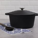 Round Enamel Coated Casserole Pot POTRNDBLK26