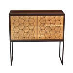 Oak Side Board With Resin Patterned Doors