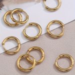 10PCS Stainless Steel Small Hoop Earrings Golden Color Round Circle Pendant Buckle Earring Hoops For Diy Earring Jewelry Making