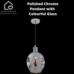 Polished Chrome Pendant With Colourful Glass