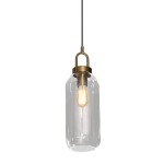 Nougat Glass Pendant Light Clear Smoke - Antique Brass Smoke Grey