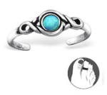 Lana Azure 925 Sterling Silver Toe Ring With An Azure Sn Opal Stone - Blue Azure Synthetic Opal