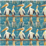 Printed Runner Embroidery Pelicans