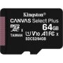 Kingston 64GB Microsdxc Canvas Select Plus 100R A1 Class 10 Card + Adp