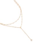 Rose Gold Plated Cubic Zirconia Bezel Set Layered Chain Y-necklace