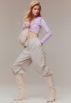 Ribbed Drawstring-detail Top - Purple