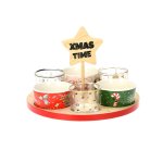 Serving Set 7PCS 3X Bowl Porcelain 3X Bowl Glass And 1X Tray Wood