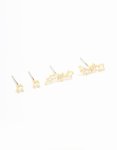 Goldair Gold Plated Cubic Zirconia Floral Crawler Stud Earrings 2-PACK