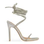 Silver Satin Tie Stilleto Sandal