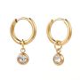 Blommie's Earrings Gold 304 Stainless Steel Huggie With Rhinestone
