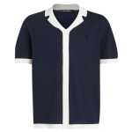 Monogram Knitted Polo Shirt -peacoat