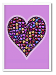 Decor Print Pink Heart Emoji - Black Framed A3