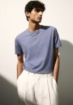 Slim Fit Ribbed Lyocell-blend T-Shirt - Steel Blue