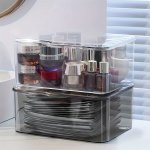 1PC Large Capacity Transparent Flip-top Storage Box With Lid Dust-proof Cosmetic Perfume Skincare Organizer