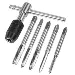 Silver T-handle Ratchet Tap Holder Wrench 6 Pcs Tap Wrench Tool Set Adjustable Manual Tapping Tool Kit With M3 M4 M5 M6 M8 Taps